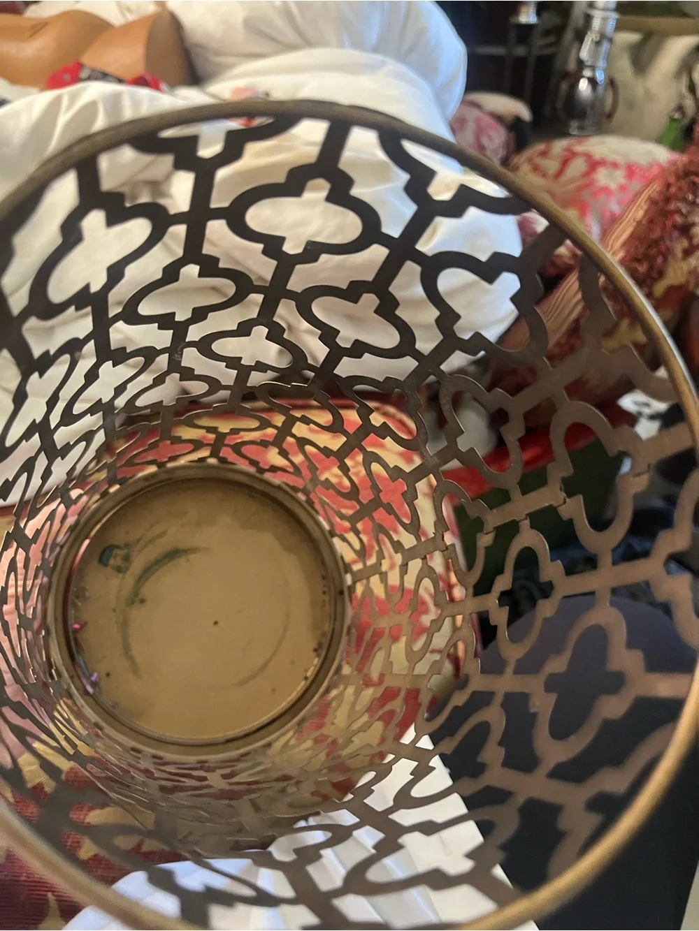 Mid century Metal Lantern vintage - Gold Ornate Lattice Design